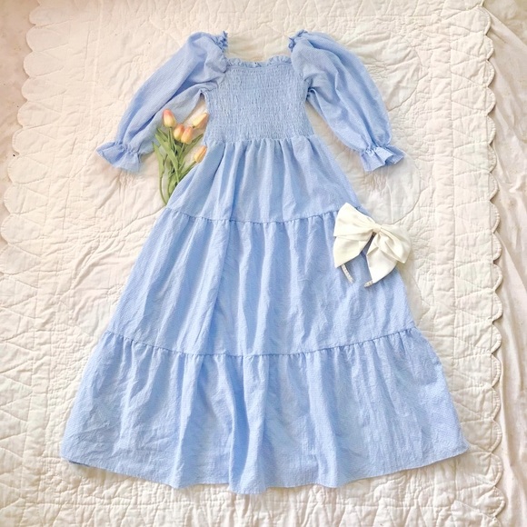 Handmade Dresses & Skirts - 🌷SOLD🌷 Blue Gingham Cottagecore Dress 🤍🌷